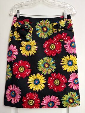 Vintage Andrea Viccaro Retro Mod Maximalist Daisy Print A-Line Skirt Sz 6